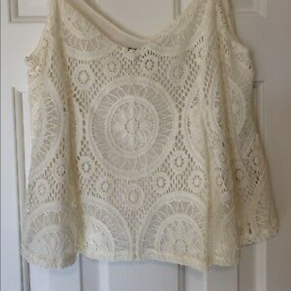 American Eagle Outfitters Cream Lace Sleeveless Top